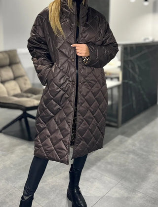 Liv | Reversible Quilted Coat with Leopard Lining