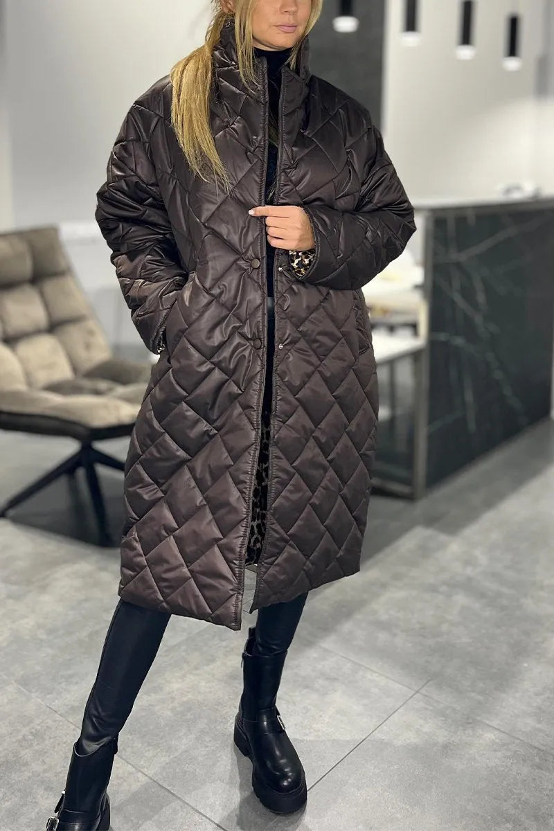 Liv | Reversible Quilted Coat with Leopard Lining