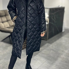 Liv | Reversible Quilted Coat with Leopard Lining