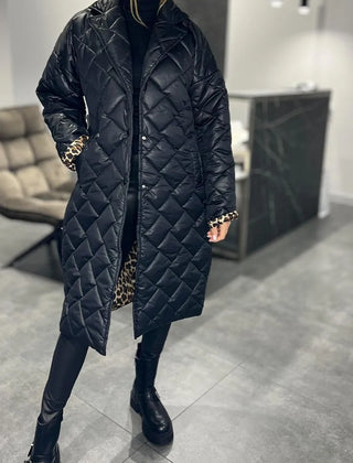 Liv | Reversible Quilted Coat with Leopard Lining
