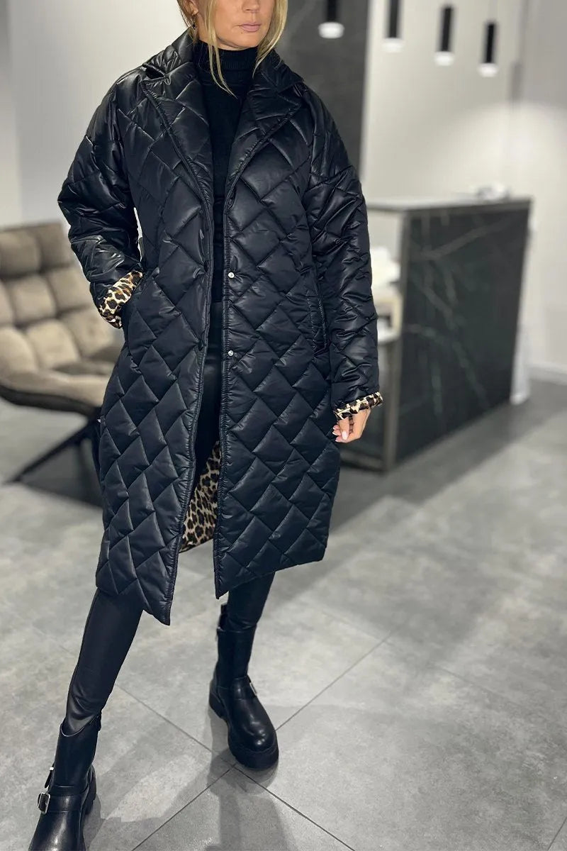 Liv | Reversible Quilted Coat with Leopard Lining
