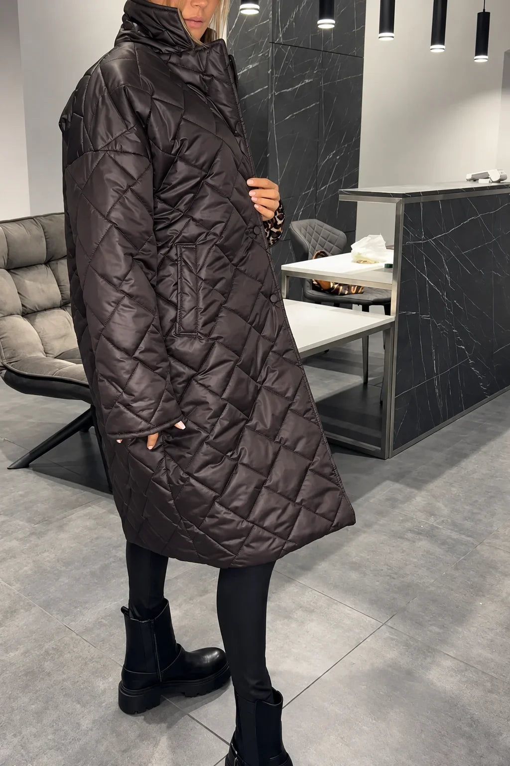 Kendall | Quilted Leopard-Lined Coat