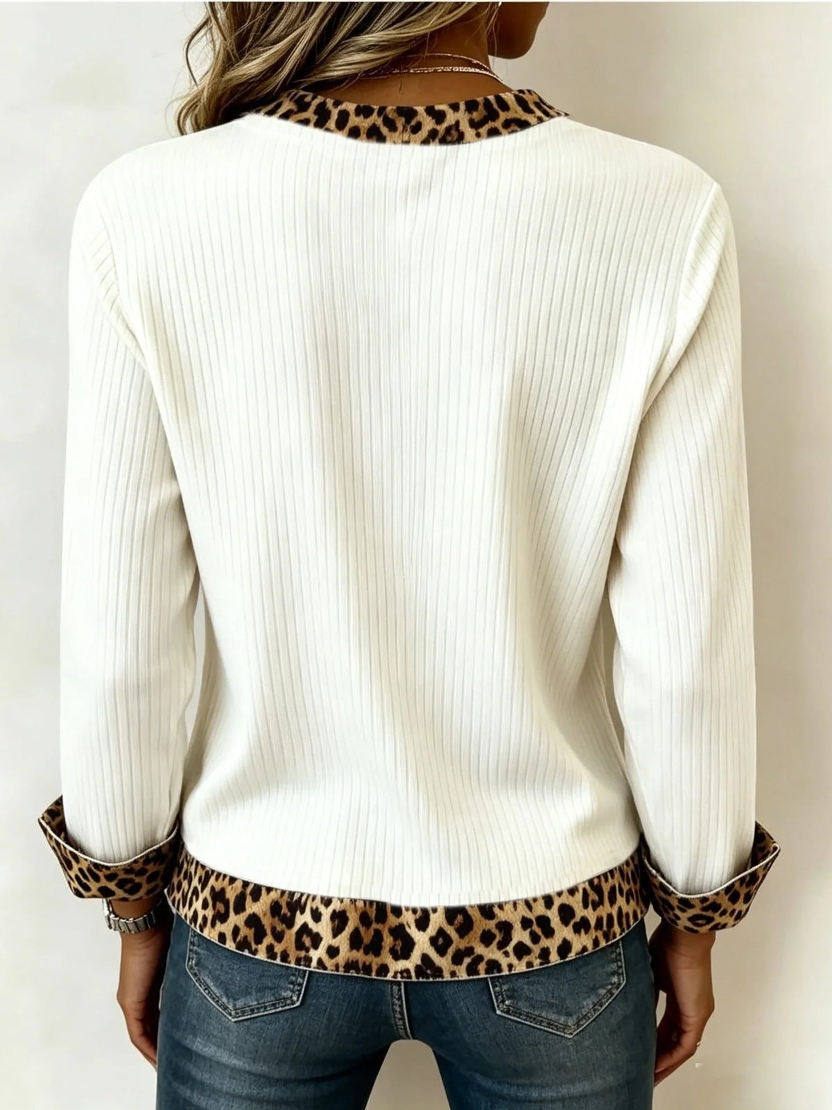 Lillian | Animal-Trim V-Neck Top
