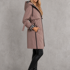 Mabel | Waterproof Hooded Jacket with Check Details