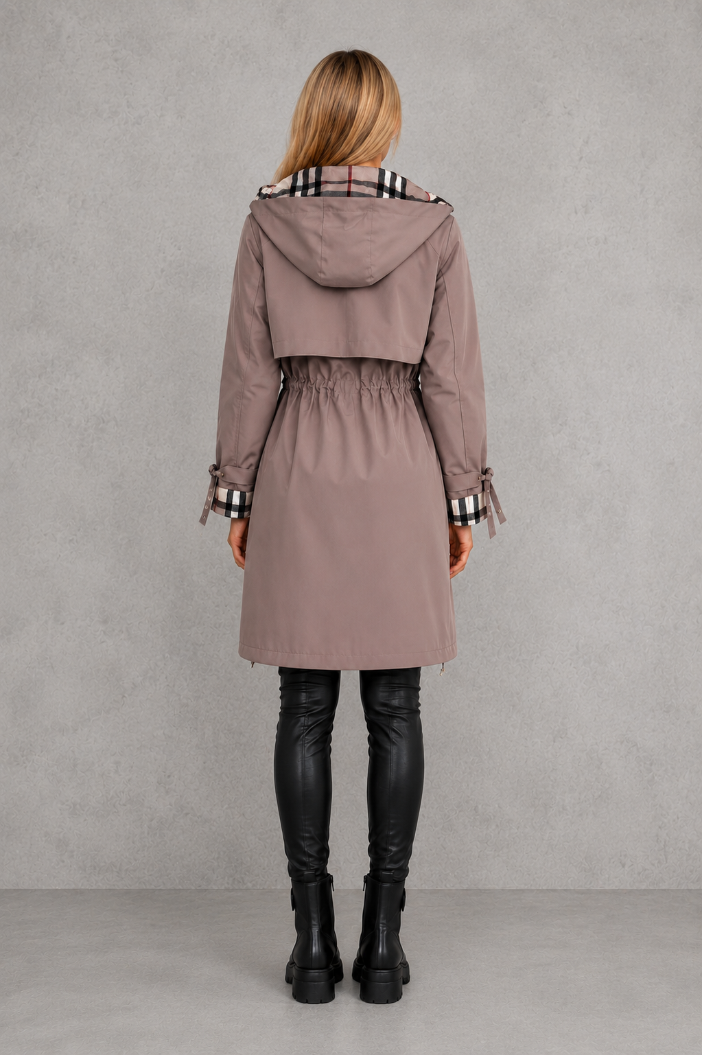Mabel | Waterproof Hooded Jacket with Check Details