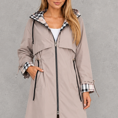 Mabel | Waterproof Hooded Jacket with Check Details