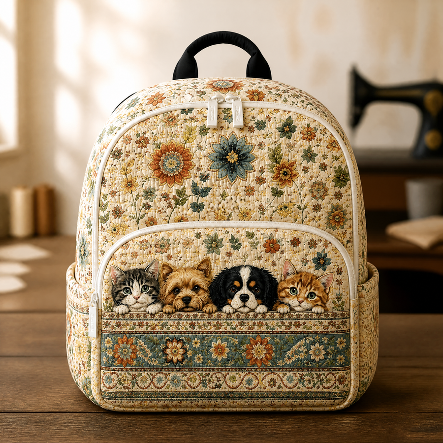 Flossie | Floral Boho Quilted Backpack
