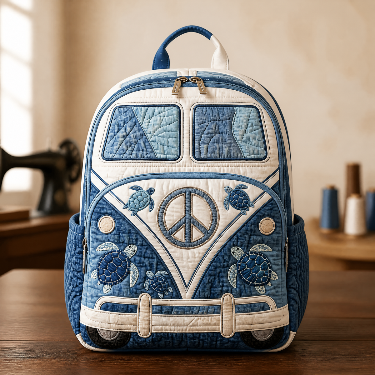Wilda | Vintage Hippie Camper Quilted Backpack