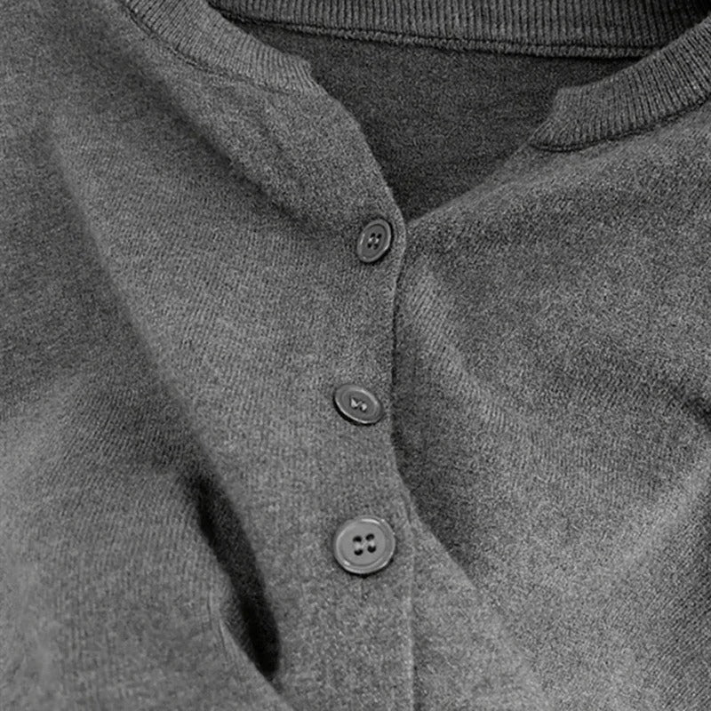 Elena | Cropped Crew-Neck Knitted Cardigan