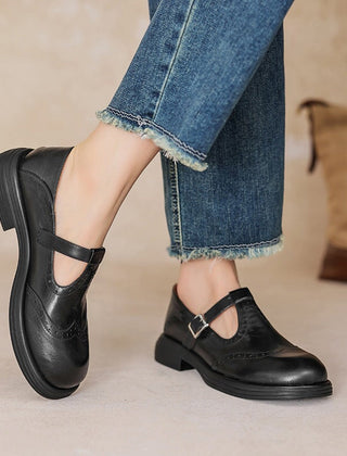 Verda | Leather-Look Mary Jane Flats