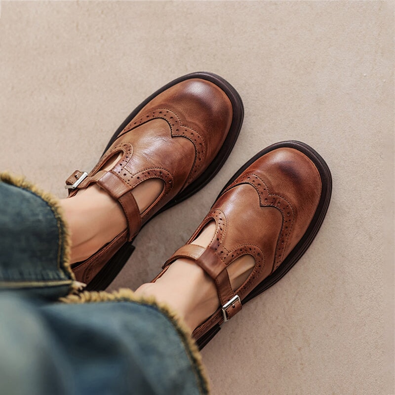 Verda | Leather-Look Mary Jane Flats