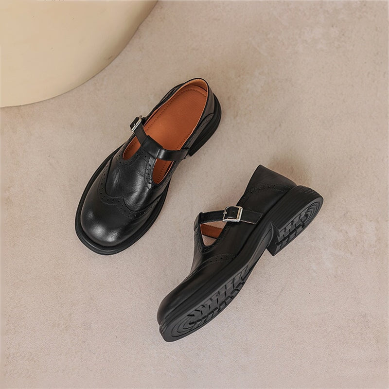 Verda | Leather-Look Mary Jane Flats
