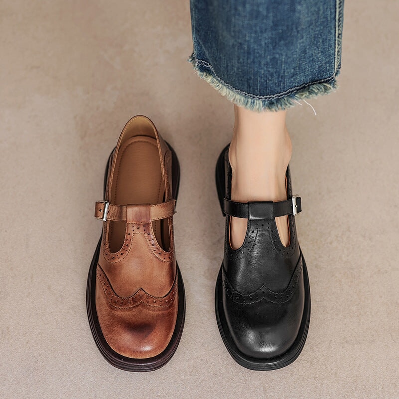 Verda | Leather-Look Mary Jane Flats