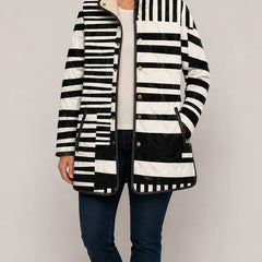 Miren | Black & White Abstract Quilted Jacket