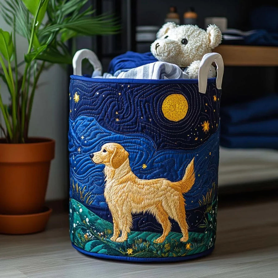 Selene | Moonlit Golden Companion Quilted Laundry Basket