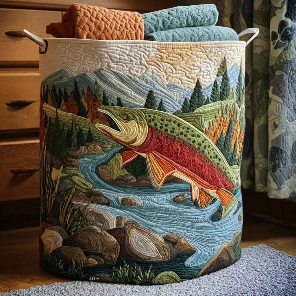 River | Mountain River Trout Quilted Laundry Basket
