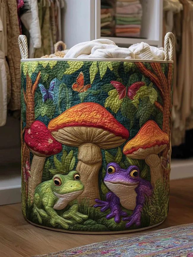 Fern | Mushroom Garden Quilted Laundry Basket