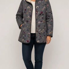 Niva | Charcoal Floral Quilted Jacket