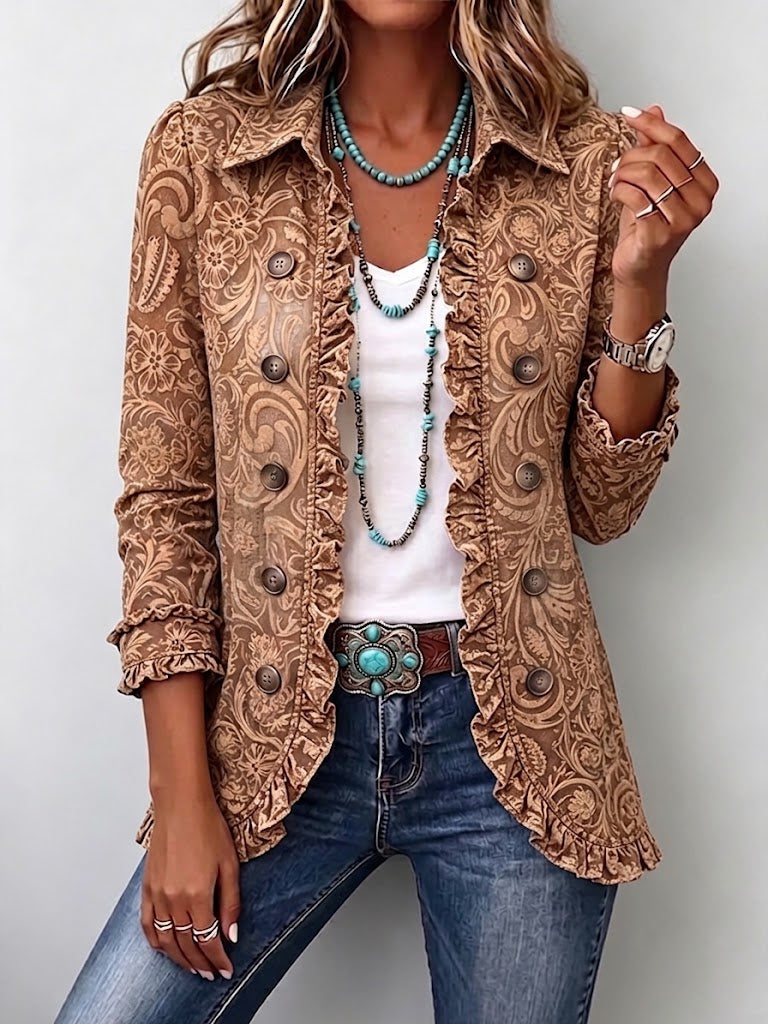 Concepción | Vintage Floral Ruffled Jacket