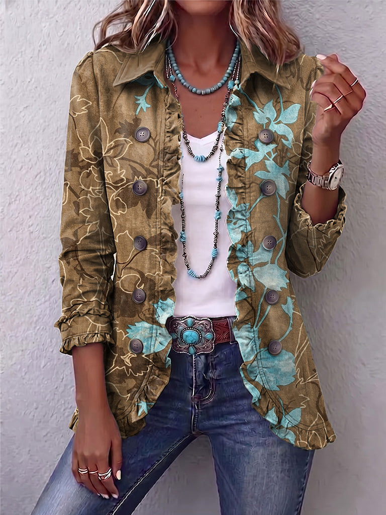 Thalia | Ruffled Floral Statement Jacket