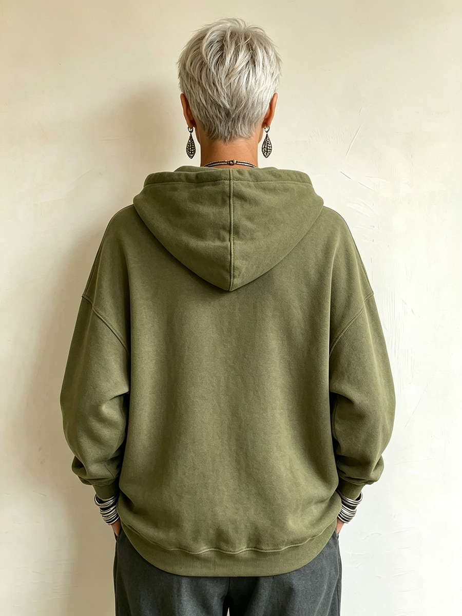 Claire | Oversized Olive Green Hoodie
