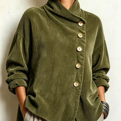 Avery | Wrap-Collar Corduroy Button-Up Top