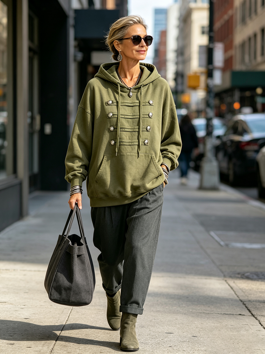 Claire | Oversized Olive Green Hoodie