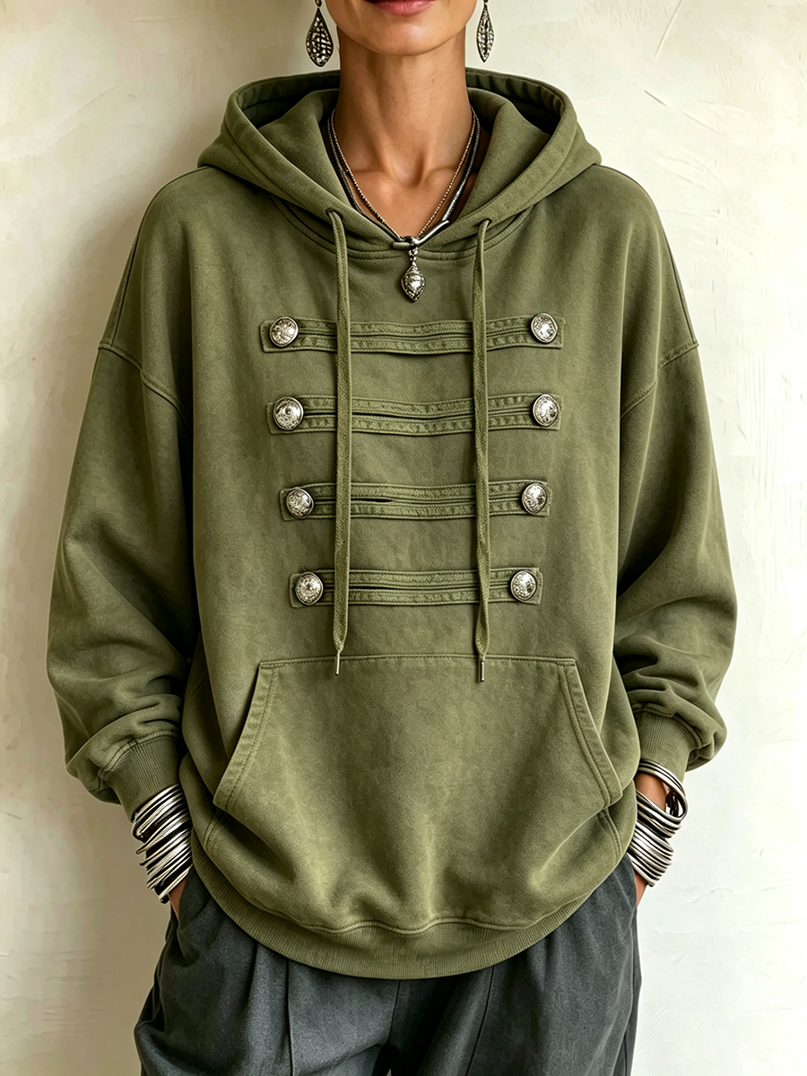 Claire | Oversized Olive Green Hoodie