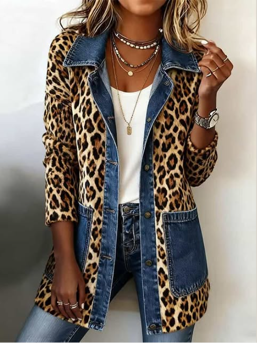 Roxane | Bold Animal-Print Contrast Longline Jacket