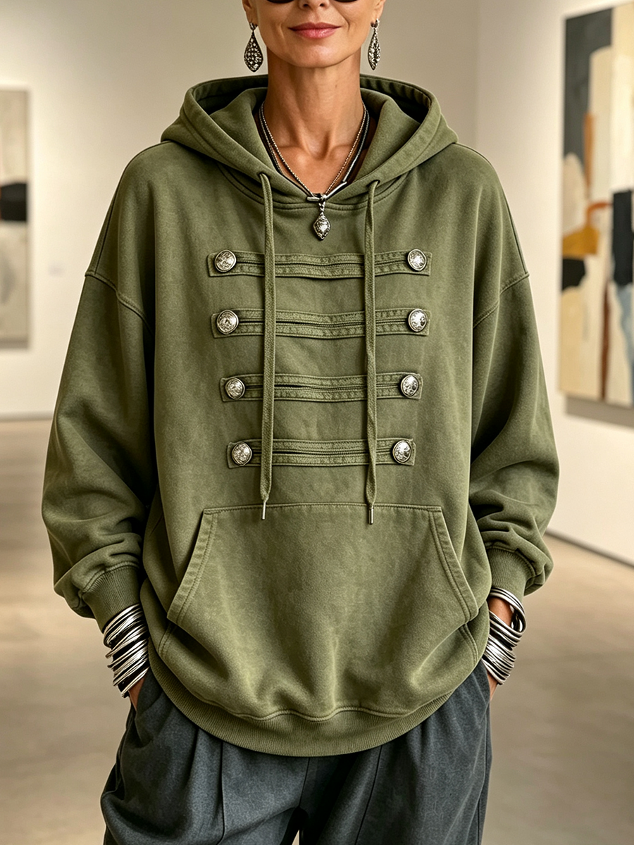 Claire | Oversized Olive Green Hoodie