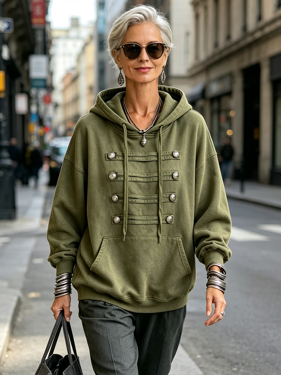 Claire | Oversized Olive Green Hoodie