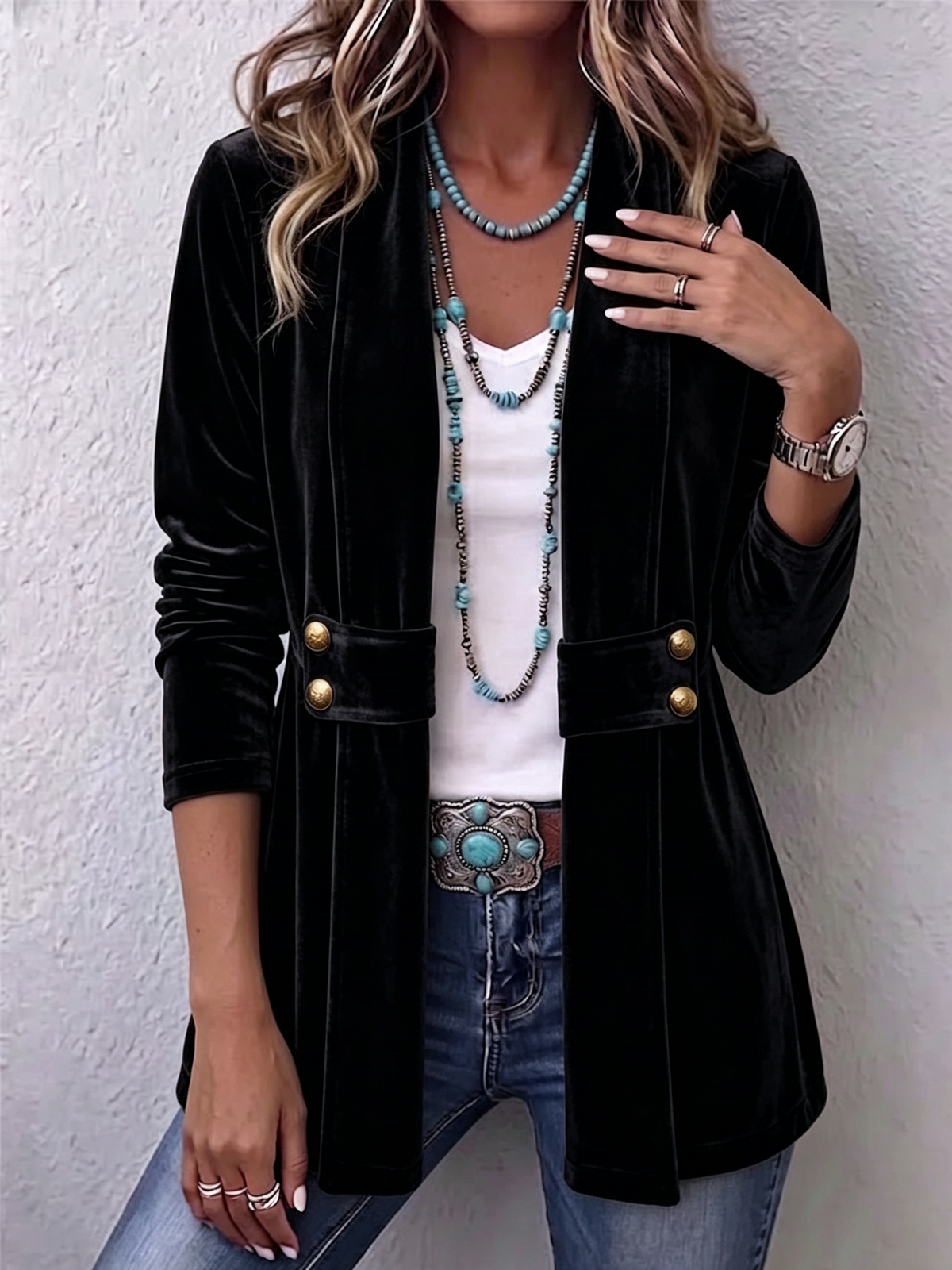 Marion | Vintage Lapel Open-Front Jacket