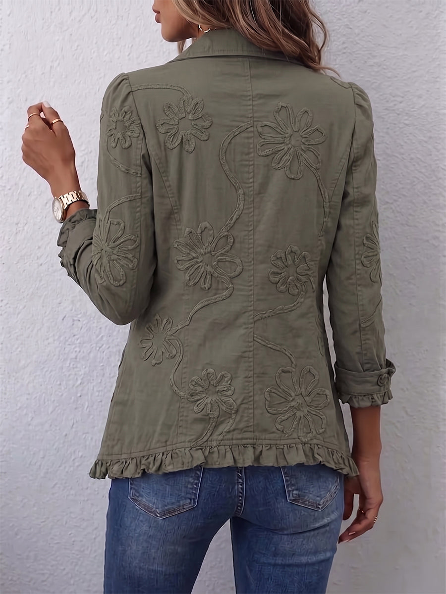Bryony | Floral Ruffle-Trim Jacket