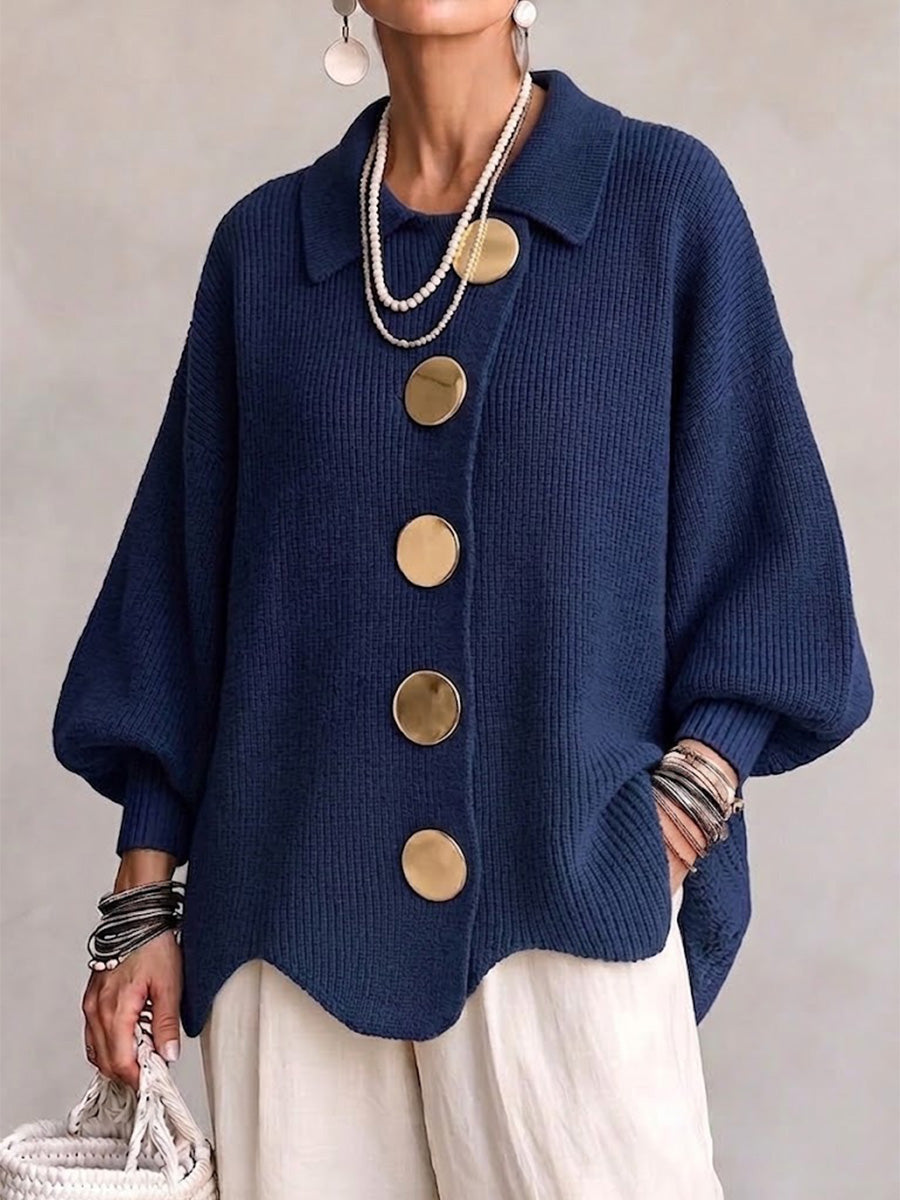 Ortensia | Oversized Gold Button Cardigan