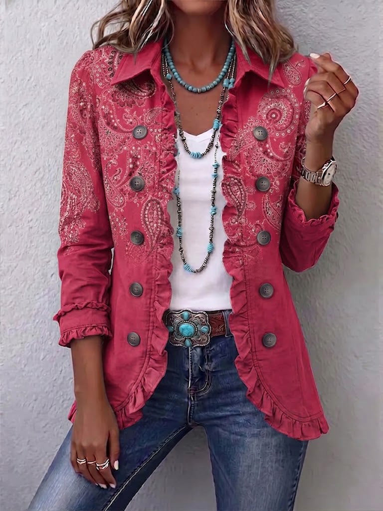 Adoración | Pink Cashmere Jacket with Ruffles