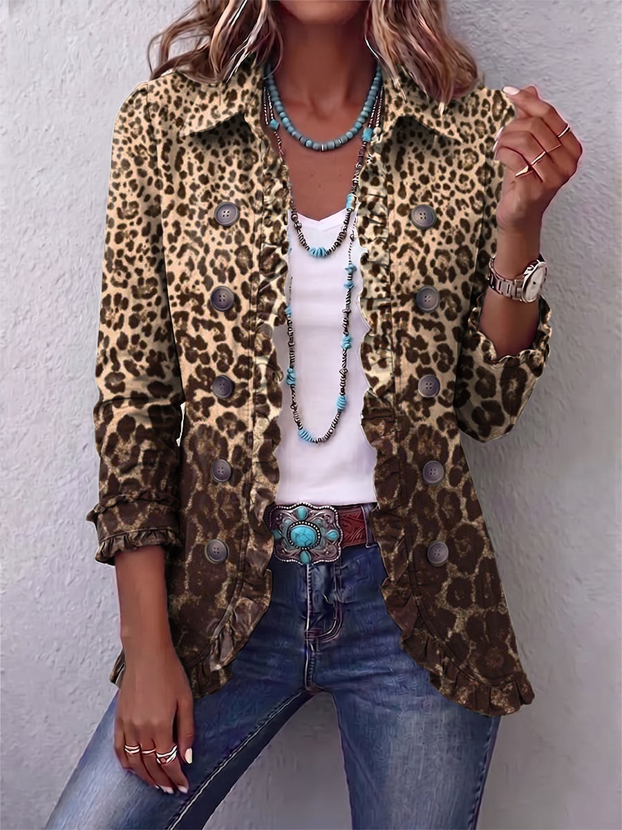 Nazaret | Leopard Print Jacket with Ruffles