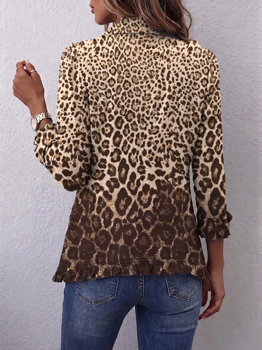 Nazaret | Leopard Print Jacket with Ruffles