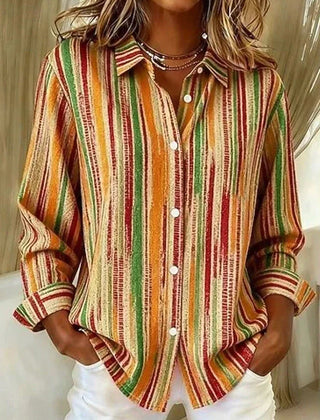 Fenella | Vintage Multicolour Striped Button Blouse