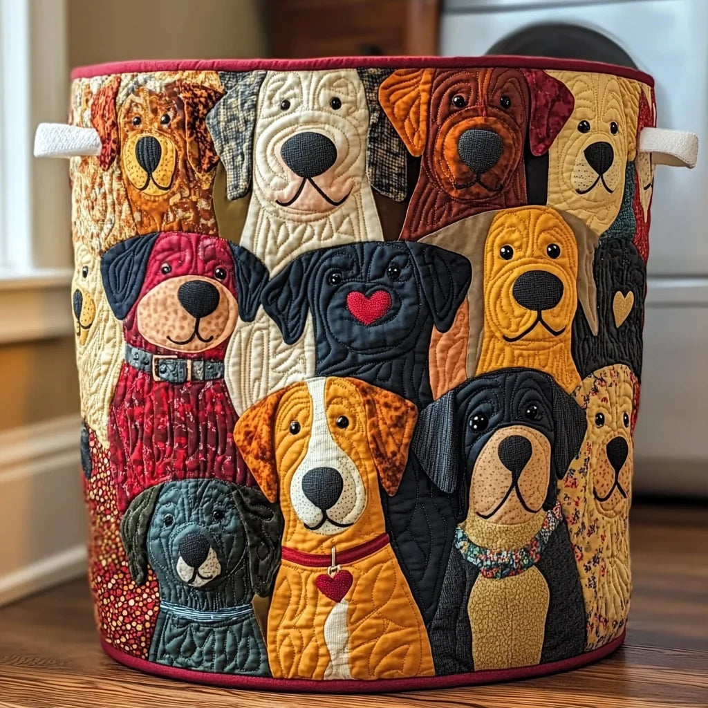 Patches | Patchwork Puppy Love Quilted Laundry Basket