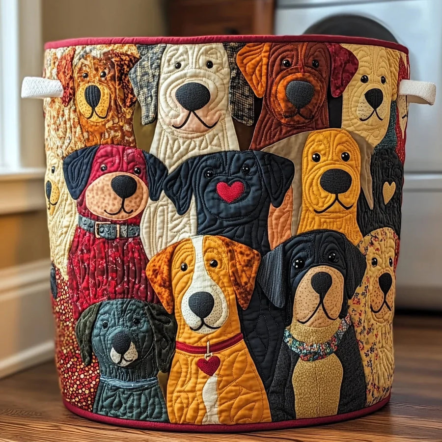 Patches | Patchwork Puppy Love Quilted Laundry Basket
