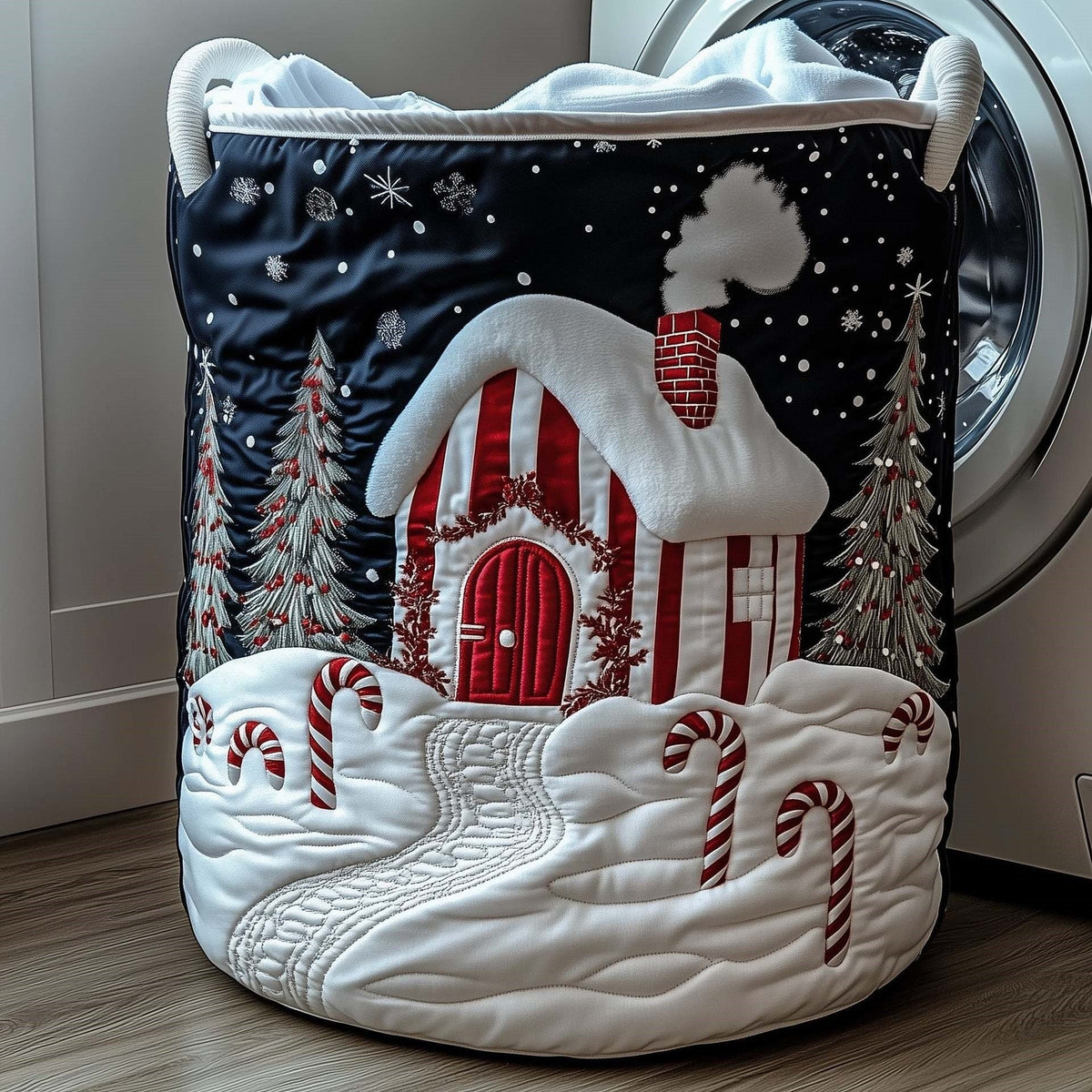 Minty | Peppermint Lane Quilted Laundry Basket