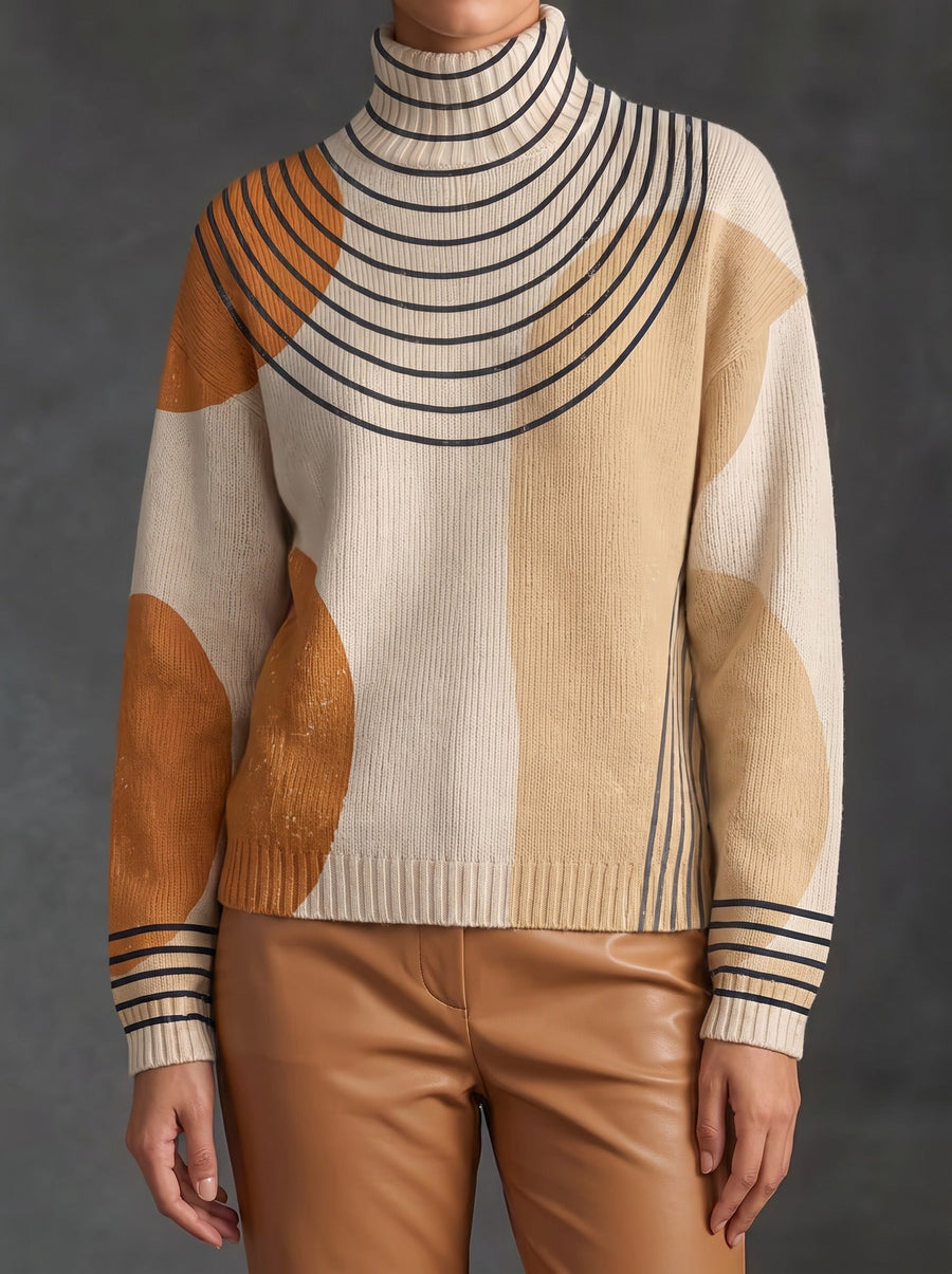 Wren | Colour-Block Arc Roll Neck Jumper