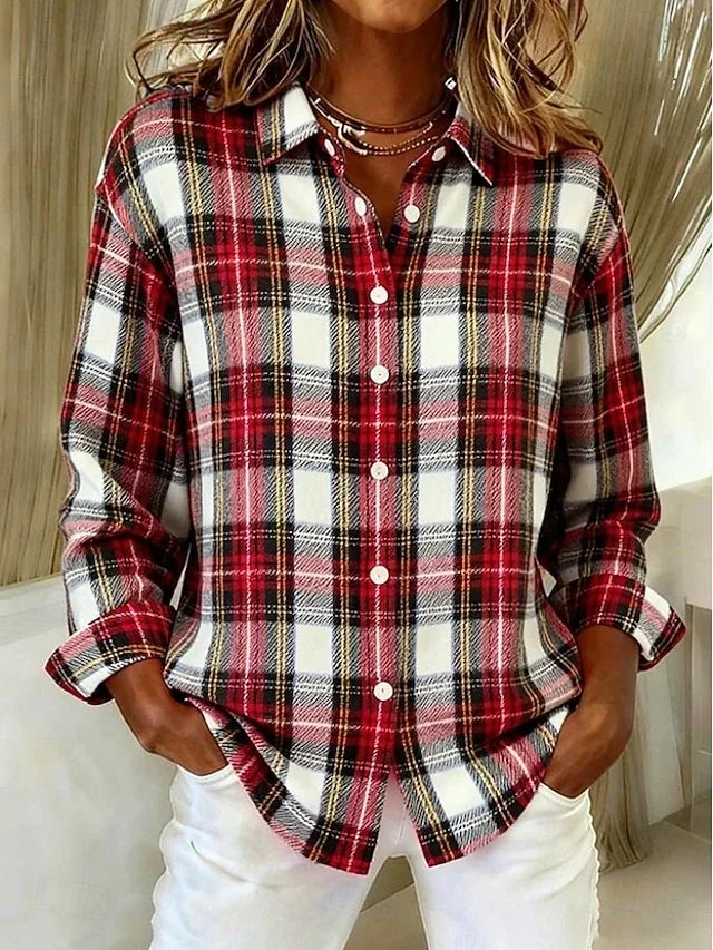 Dulcie | Vintage Checked Button Front Blouse