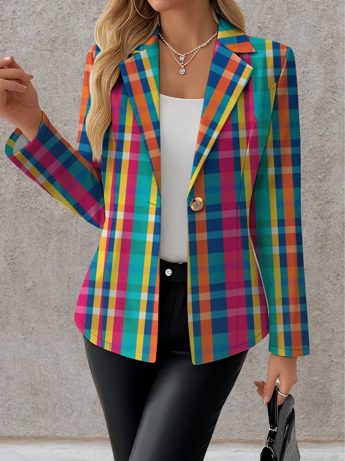 Rosaline | Rainbow Checked Blazer