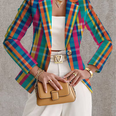 Rosaline | Rainbow Checked Blazer