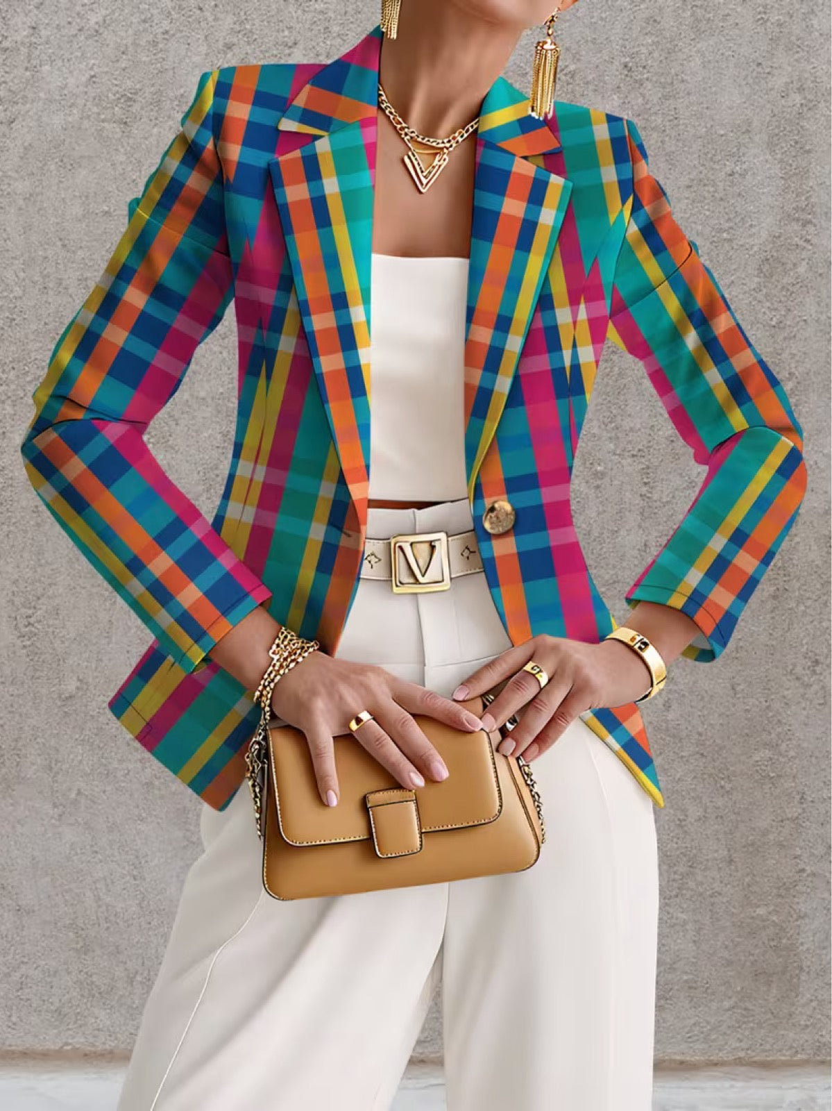 Rosaline | Rainbow Checked Blazer