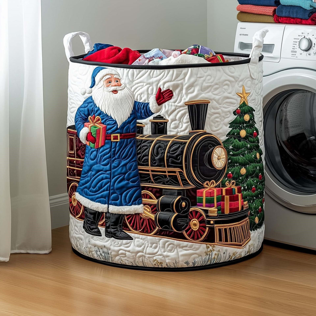 Nicholas | Christmas Express Quilted Laundry Basket