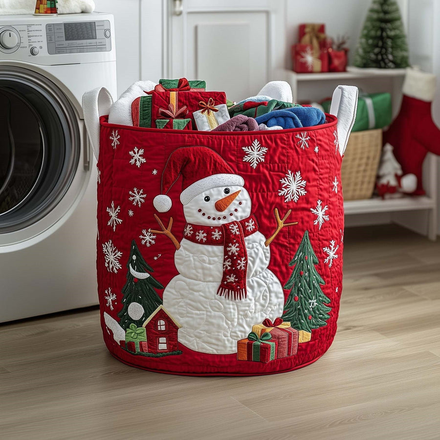 Rosalind | Scarlet Snowman Quilted Laundry Basket