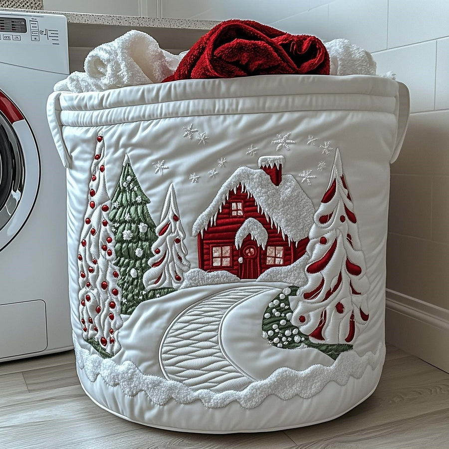 Candice | Snowy Candy Cane Lane Quilted Laundry Basket