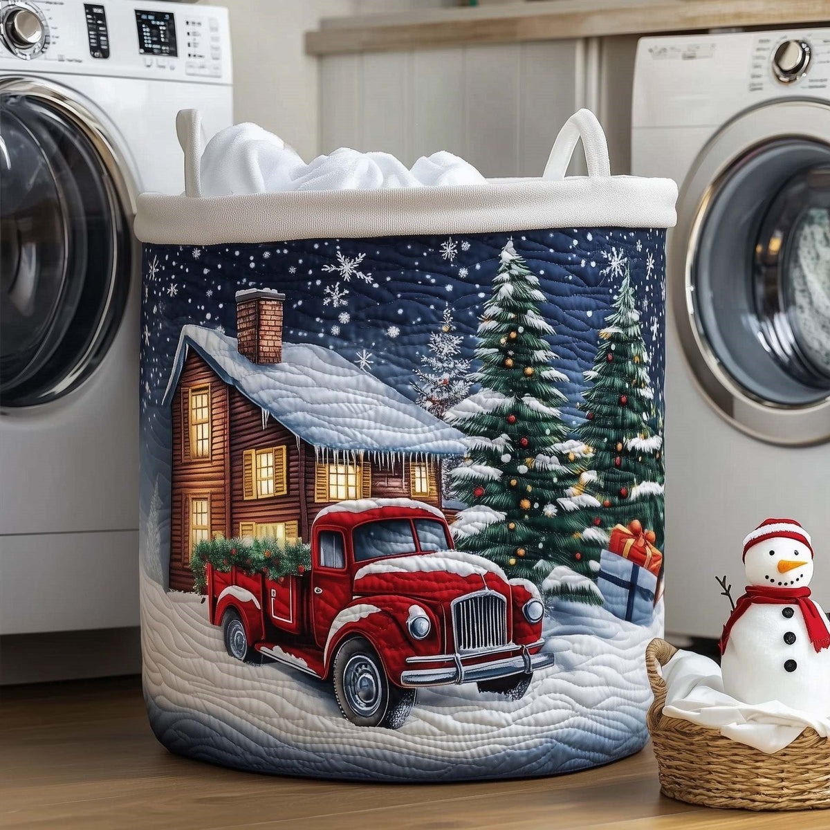 Aspen | Snowy Lodge Pickup Quilted Laundry Basket